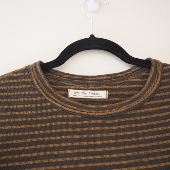 * We The Free People Sabrina Army Combo Stripe Short Sleeve Shirt sz S - Picture 5 of 7